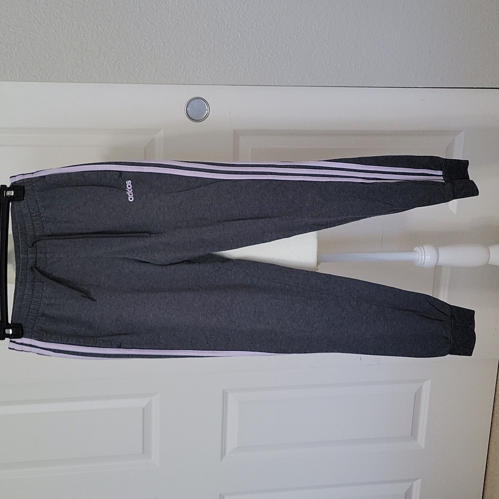 Adidas Women's Joggers Size Small Grey with White Stripe